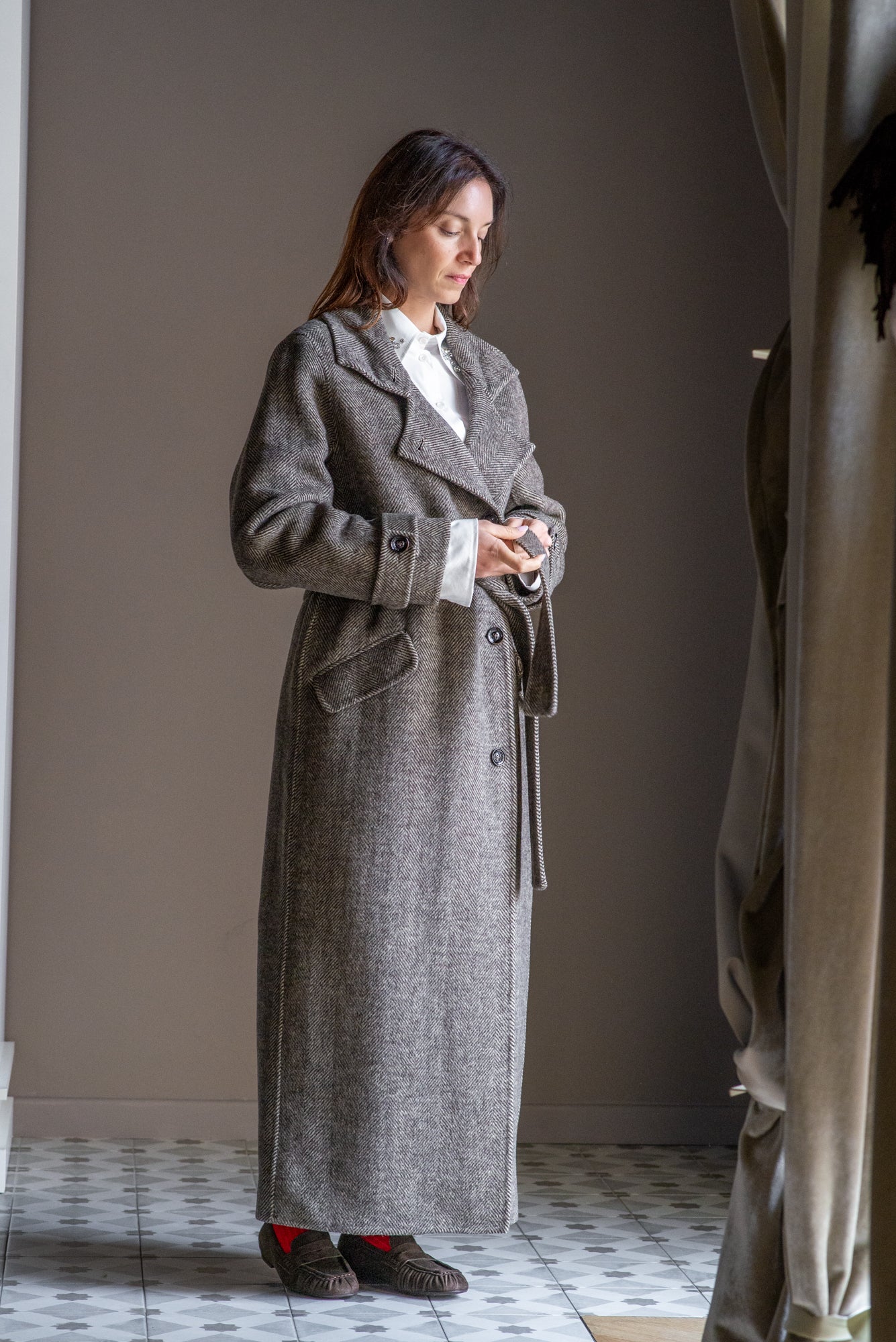 Cappotto Lungo a Spina di Pesce – Alessia Santi