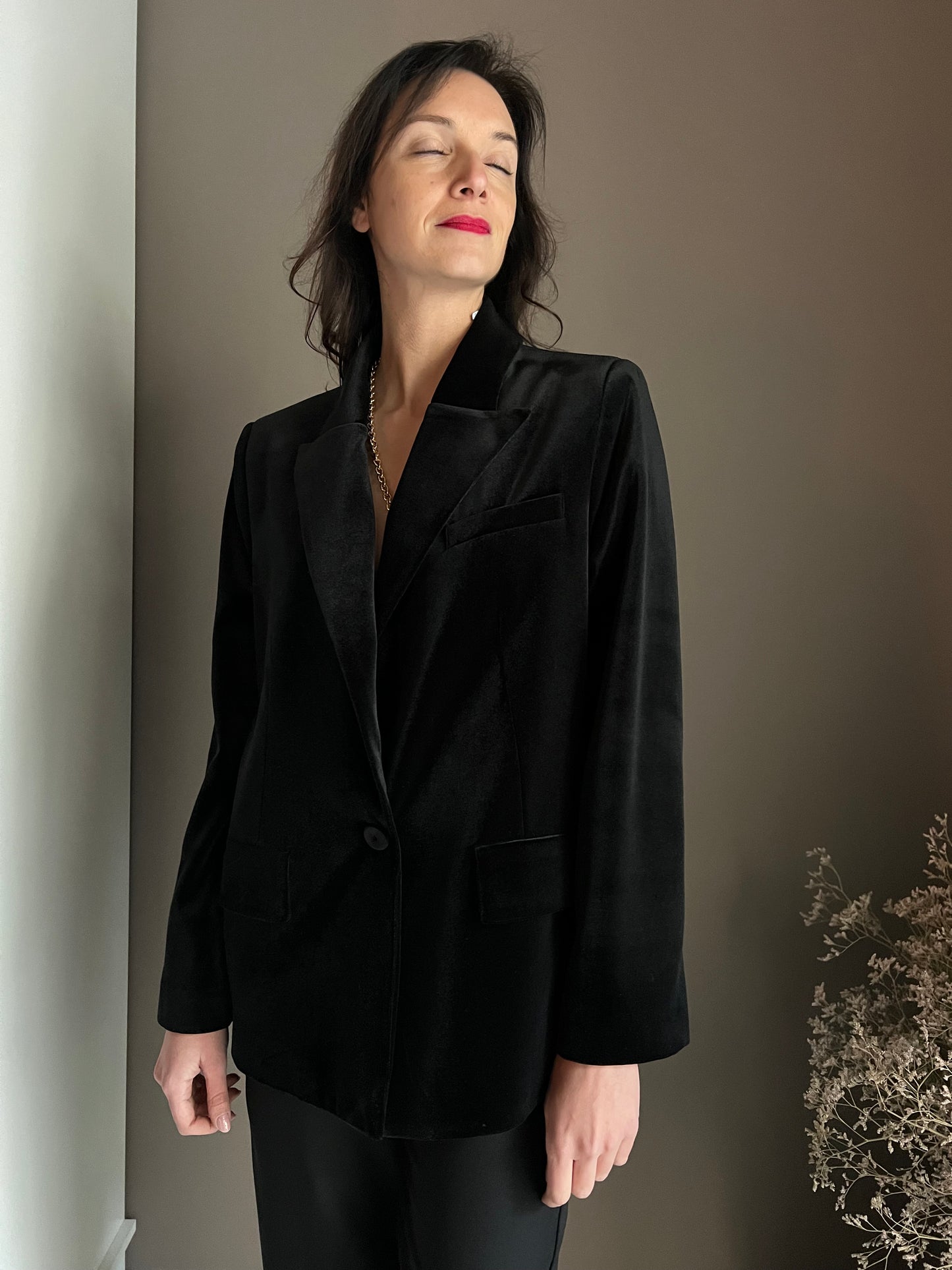 Giacca oversize in velluto nero So Allure