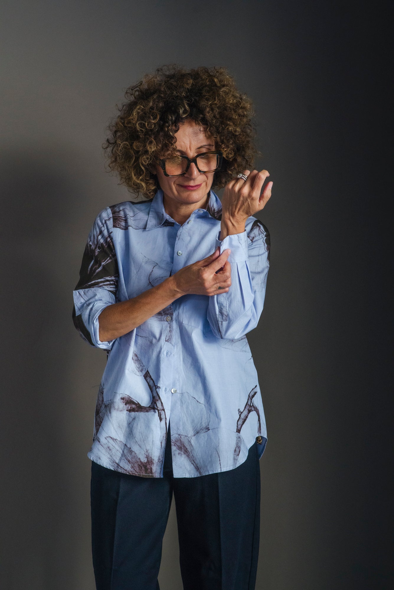 Camicia in cotone con stampa aerografo