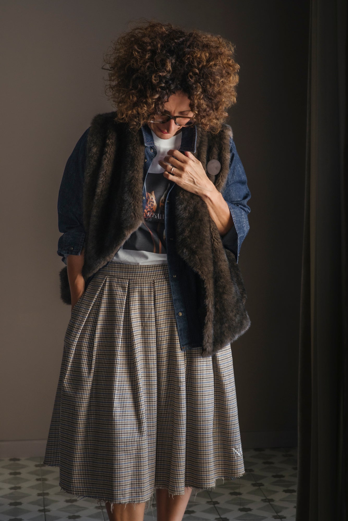 Gilet in ecopelliccia moro