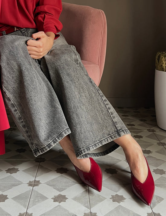 Slingback in vernice glossy Red