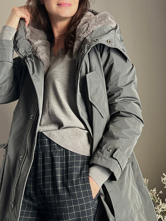 Giubbotto Parka imbottito con fodera in ecopelliccia