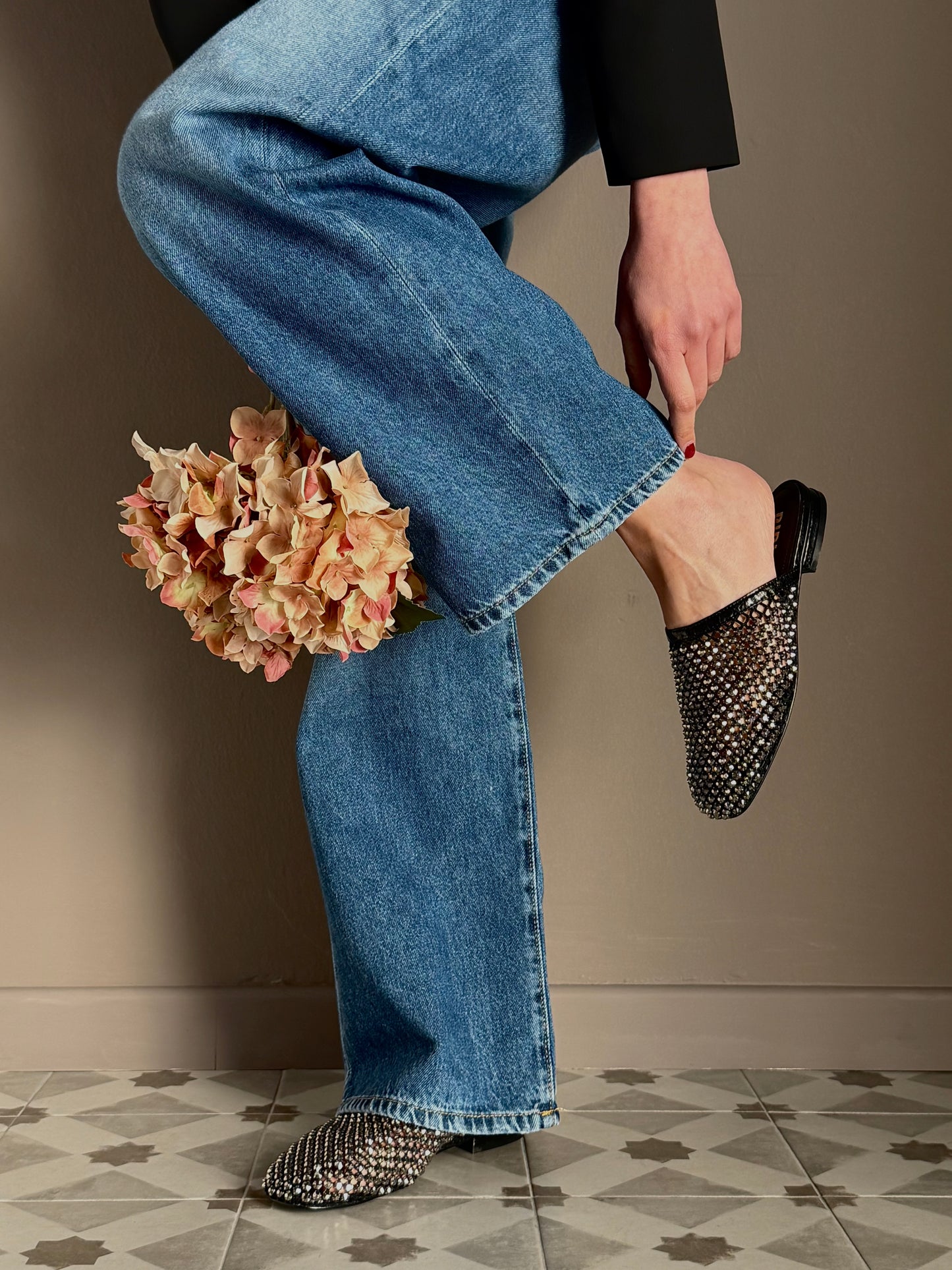 Mules flat in rete metallica