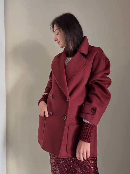 Cappotto doppiopetto burgundi