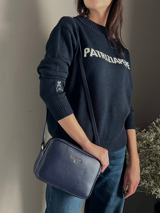 Borsa tracolla in pelle blue con tasca interna
