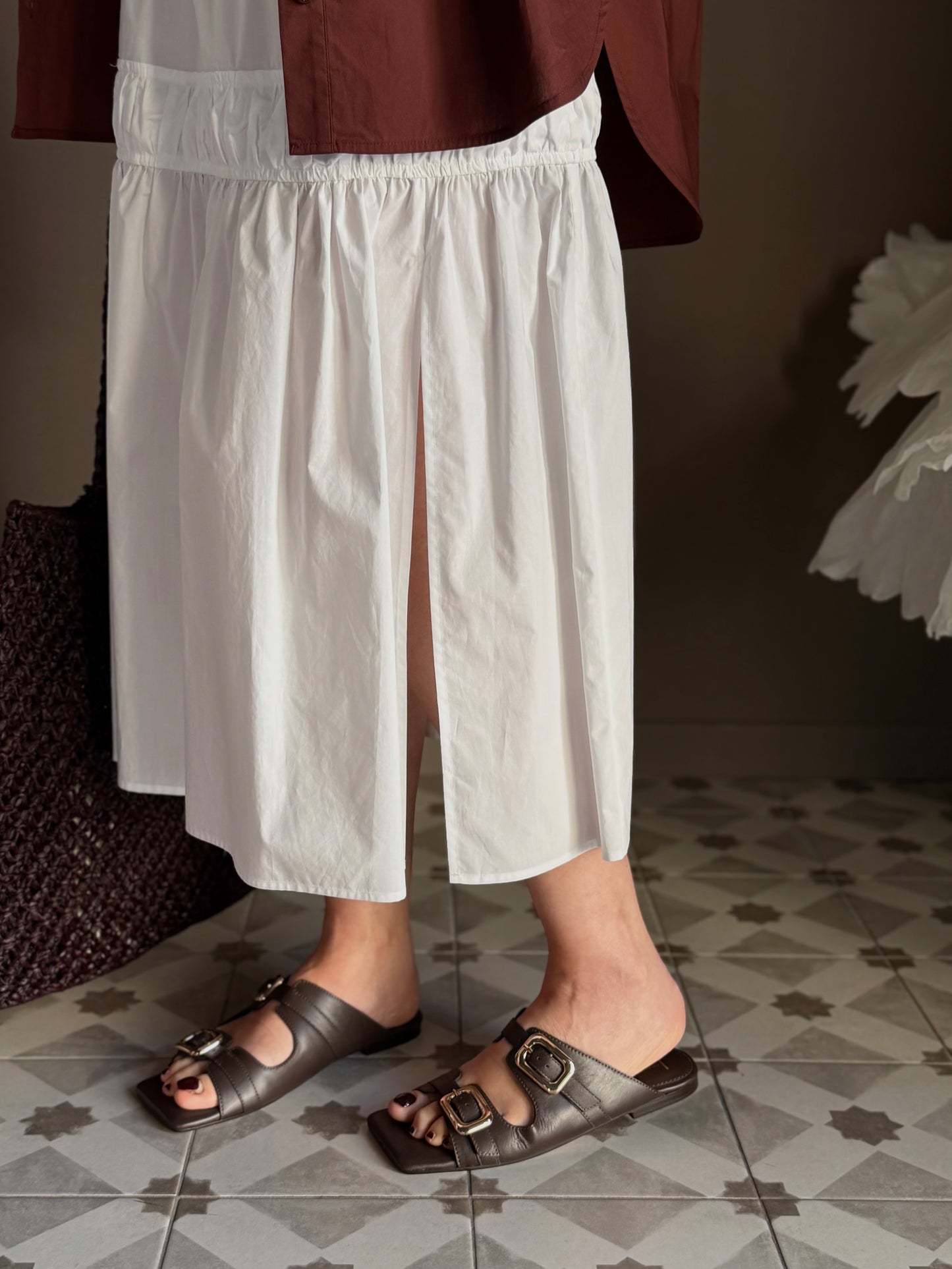 Sabot "Double Buckle" in Pelle Cioccolato