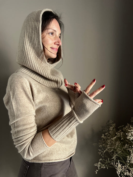 Cappuccio/Balaclava beige in cashmere