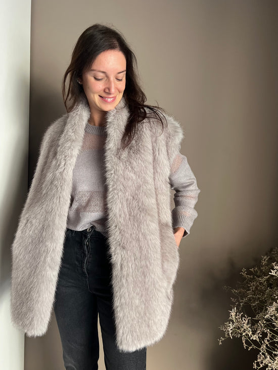 Maglia girocollo con dettagli in trasparenza Mistery Gray