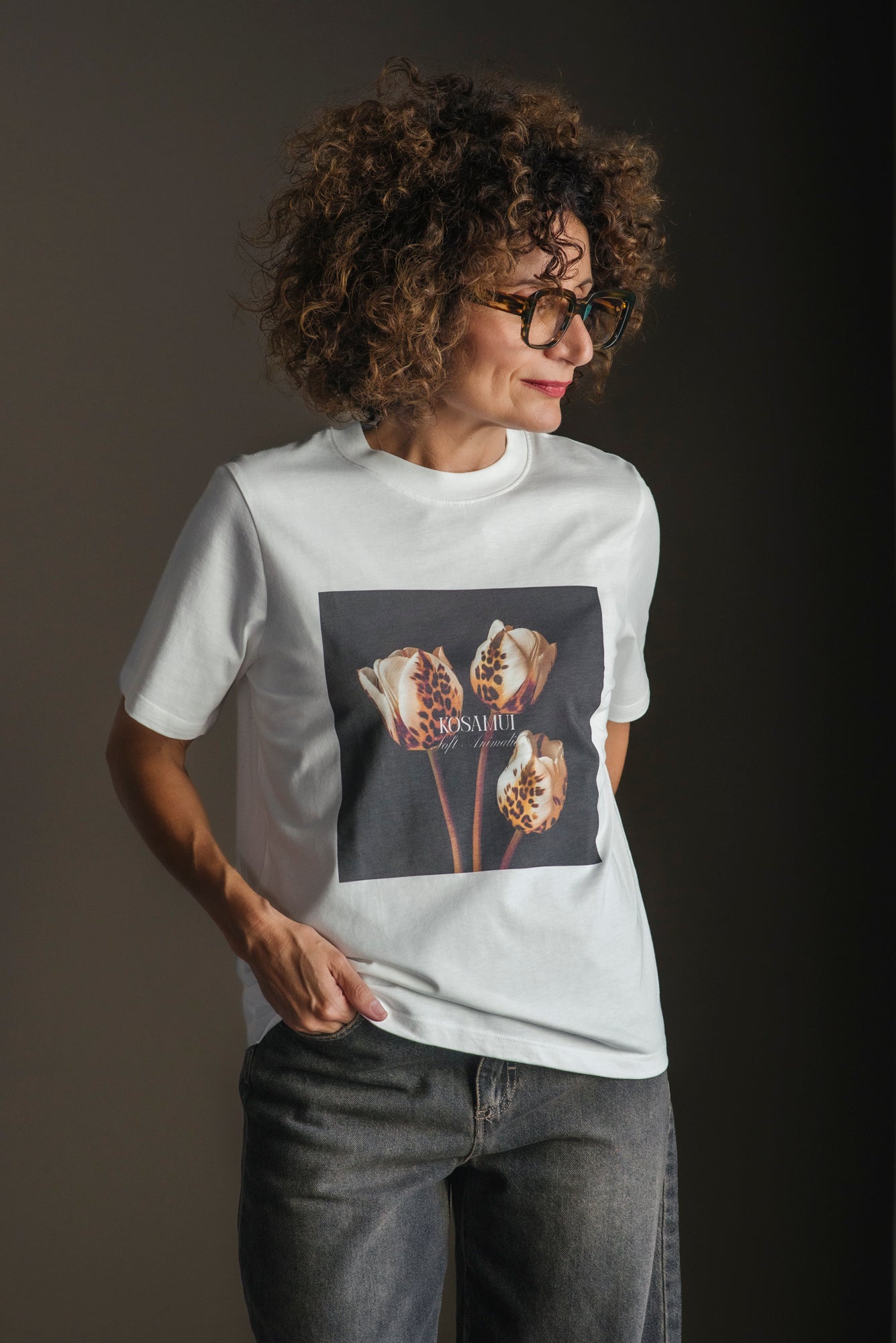 T-shirt con stampa tulipano