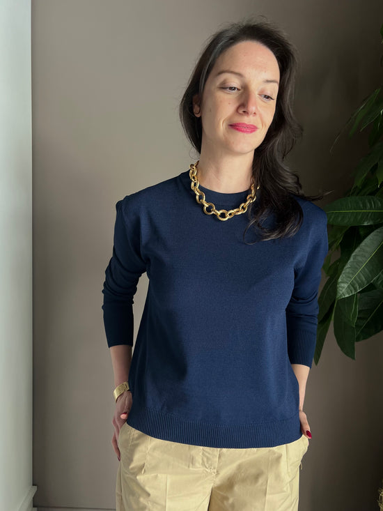 Maglia in viscosa manica lunga blu