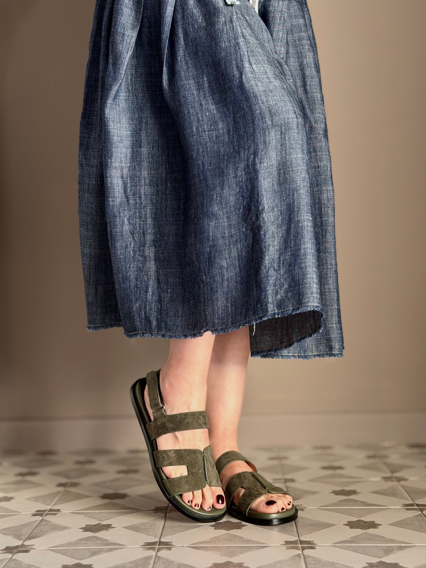 Sandalo Bibi Lou in Suede - Verde Kaki