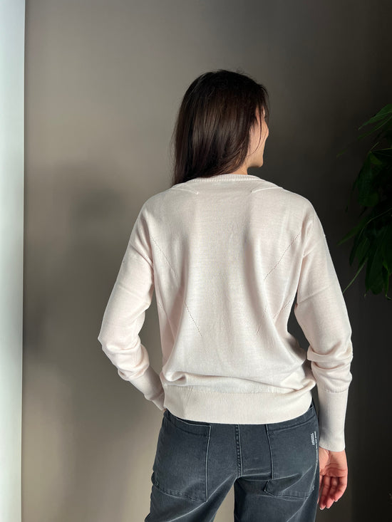 Maglia scollo a V in lana Peach Dust