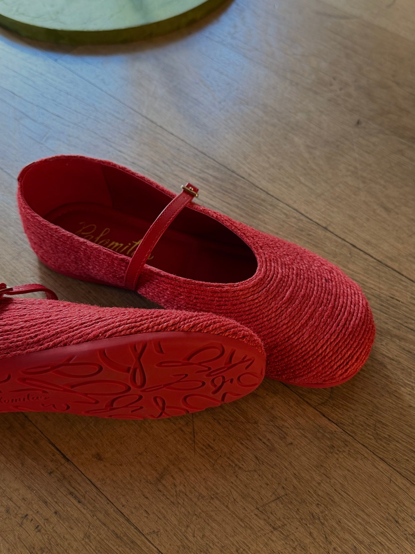 Mary Jane in tessuto grezzo Rossa