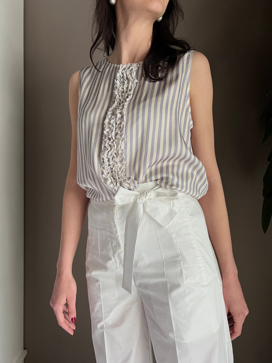 Pantalone in cotone bianco Solo Tre