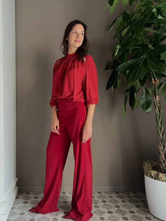 Pantalone in crepe fluido velvet red