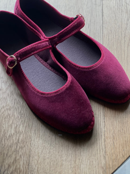 Mary Jane in velluto Bordeaux