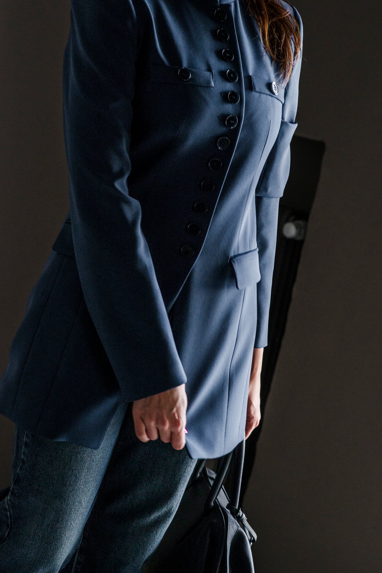 Giacca stile militare con collo alla coreana