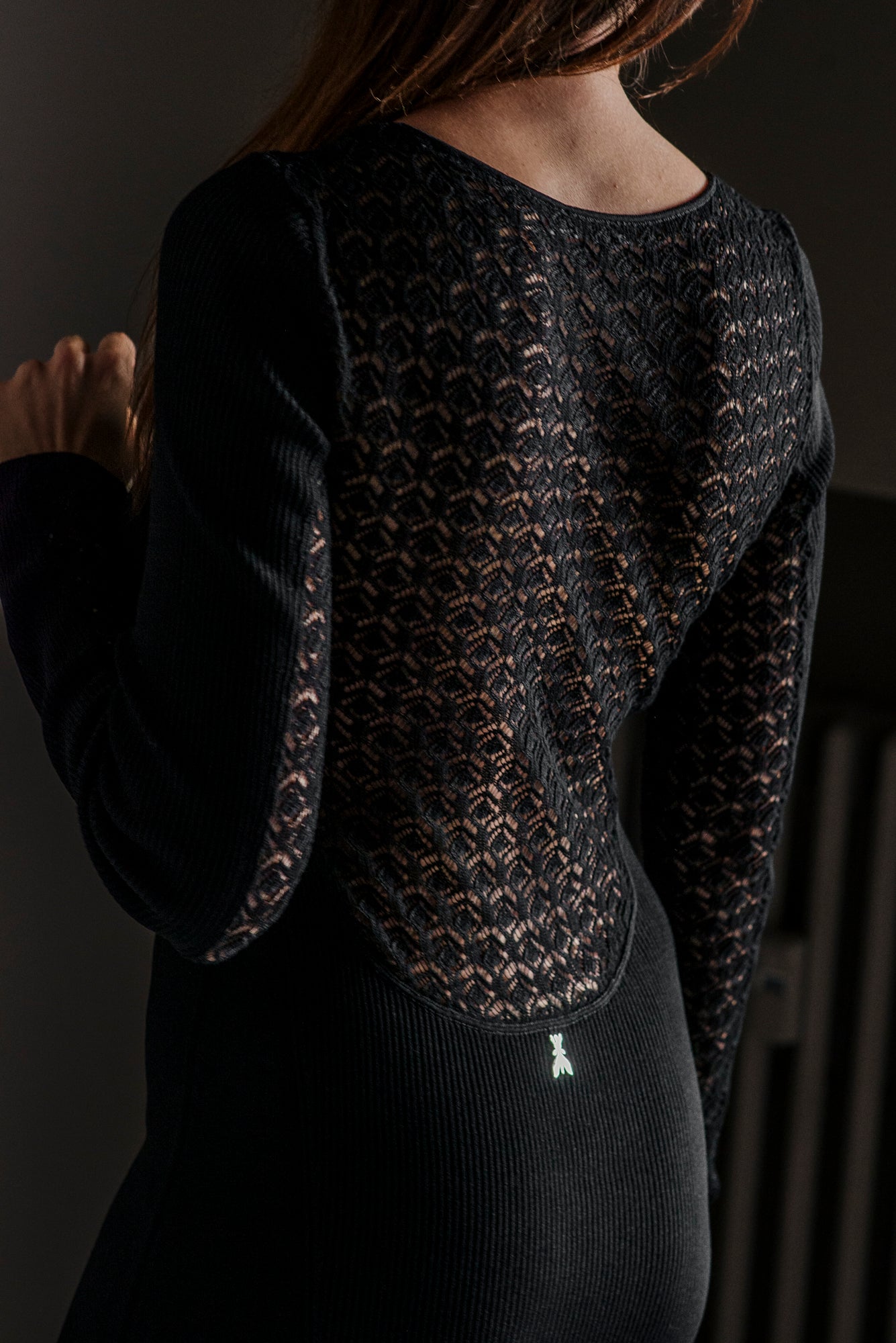 Abito in maglia con dettaglio pizzo francese
