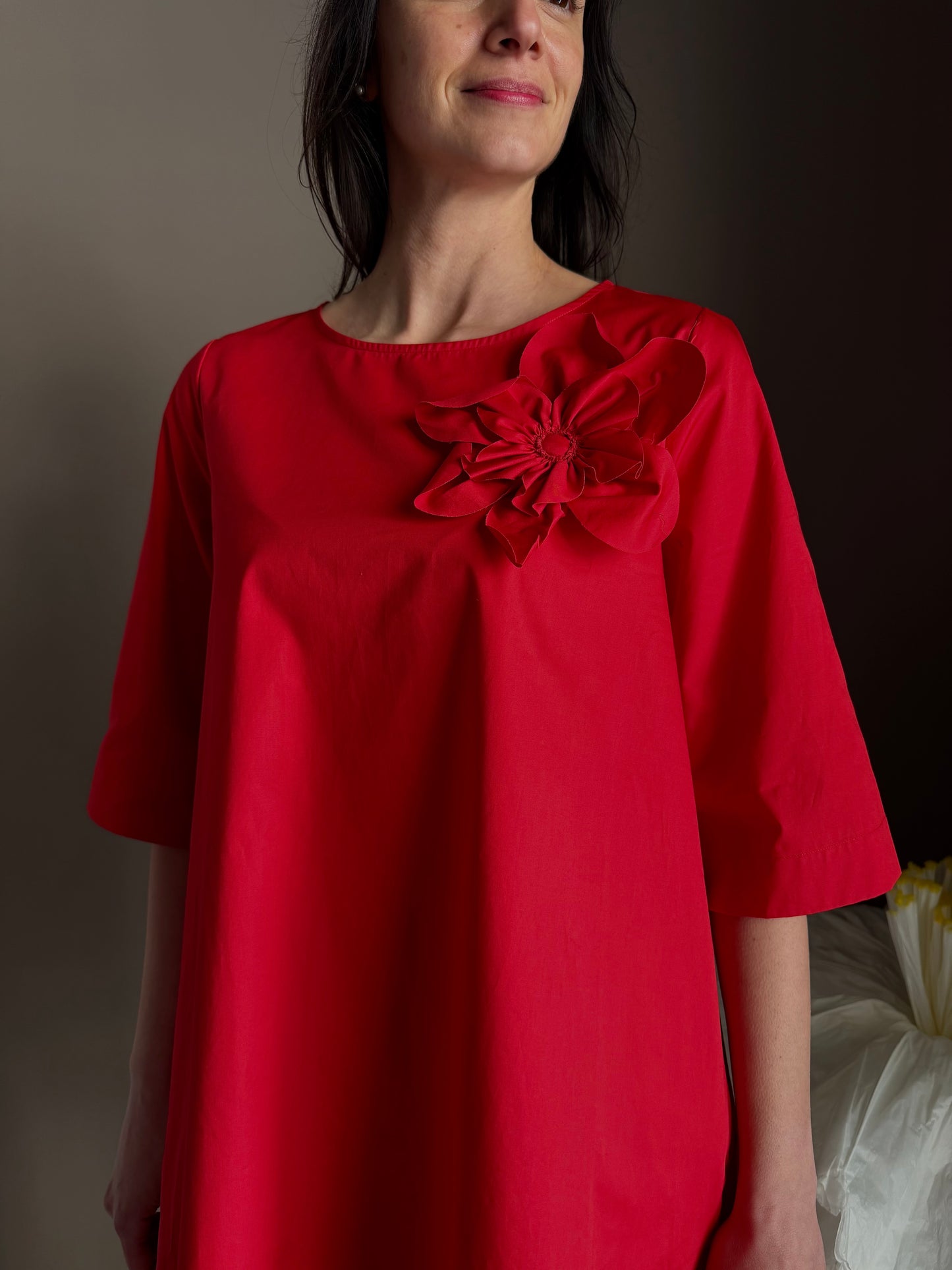 Abito Nenette rosso con fiore