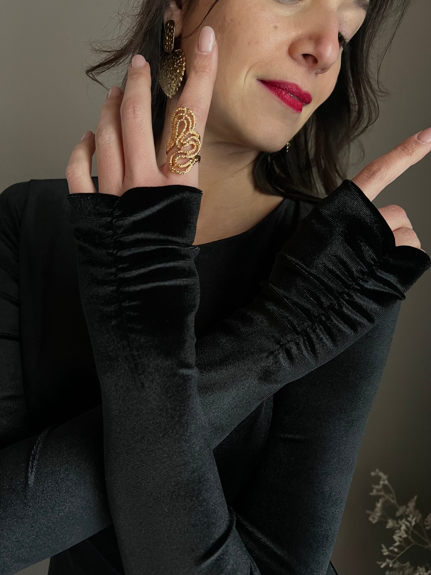 Abito lungo in velluto nero