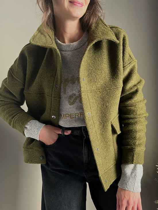 Giacca in lana cotta verde Noumeno Concept