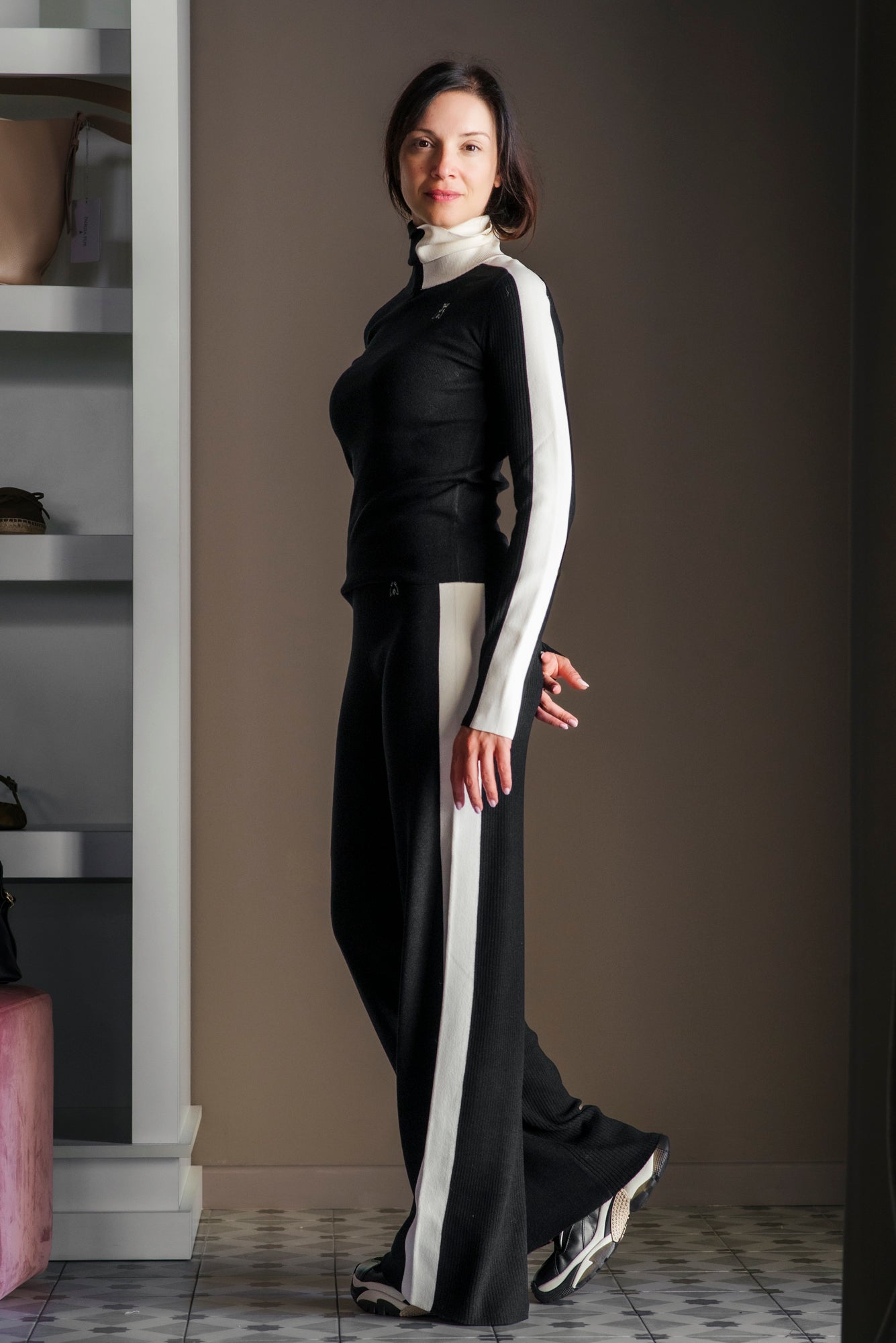 Pantalone Fly in Maglia Misto Lana Bi-Texture
