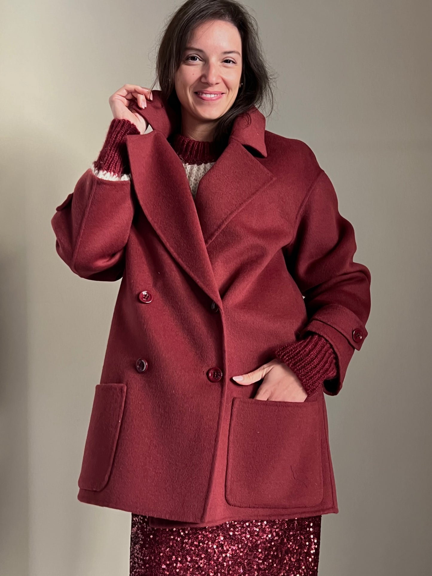 Cappotto doppiopetto burgundi