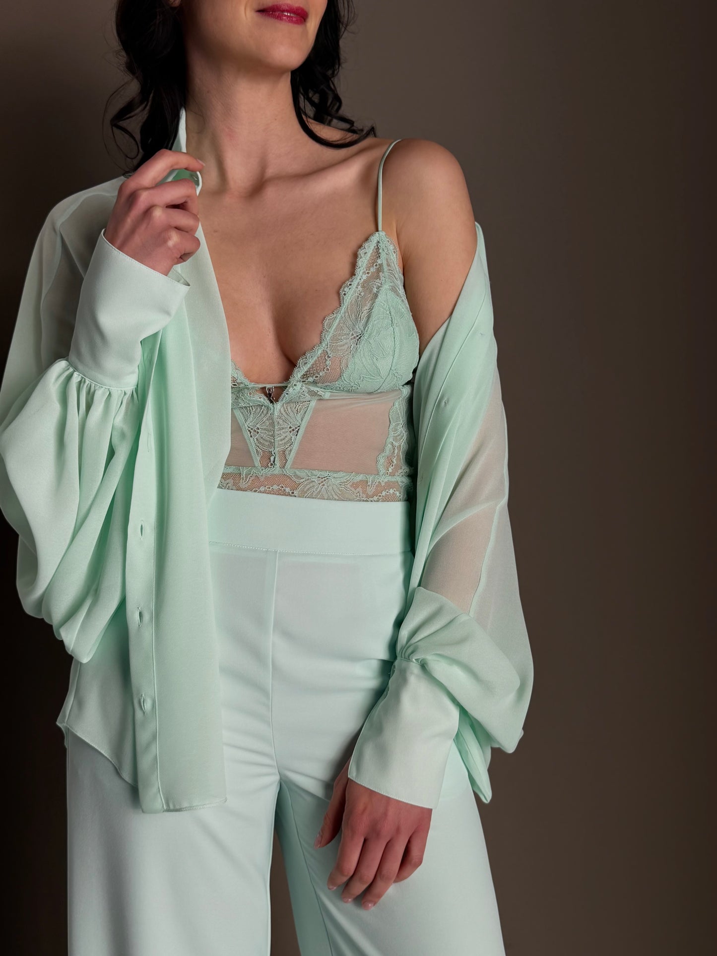 Top in pizzo Light Aqua