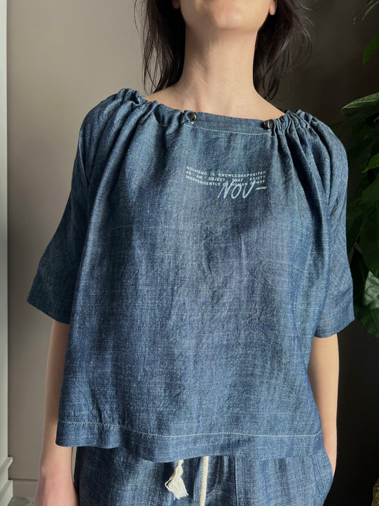 Blusa chambray manica corta