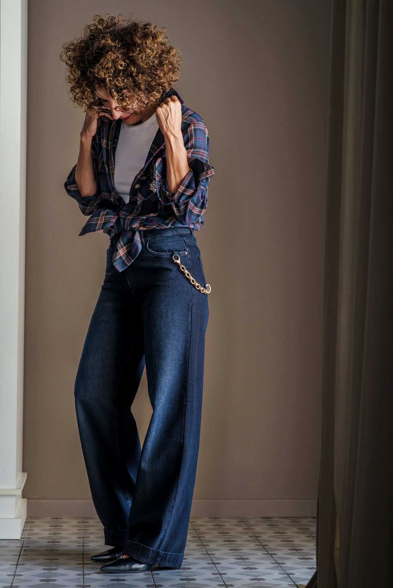 Pantalone denim Nenette blu notte