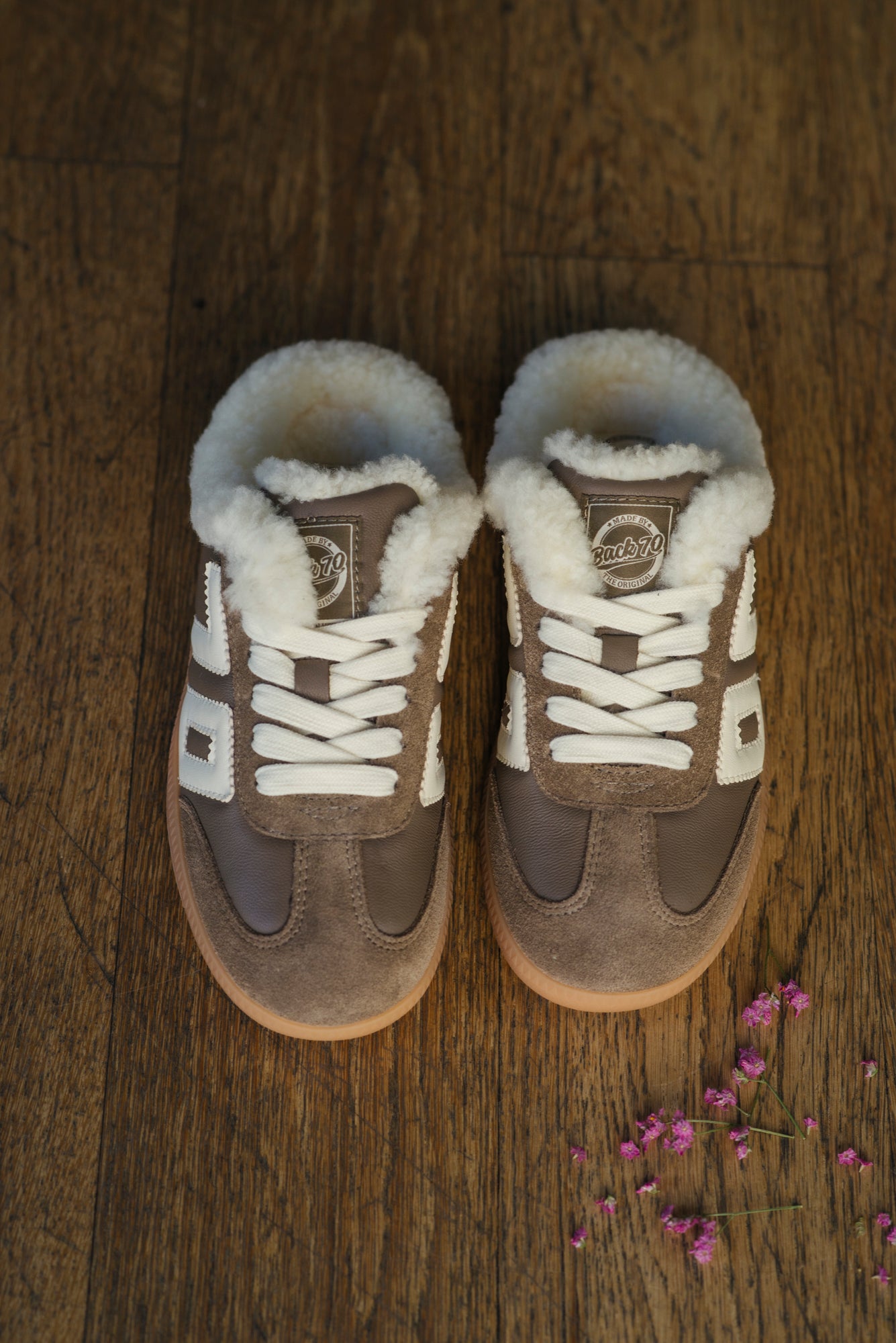 Sneakers sabot in pelle con ecopelliccia