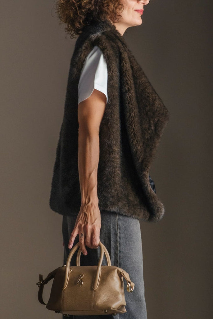 Gilet in ecopelliccia moro