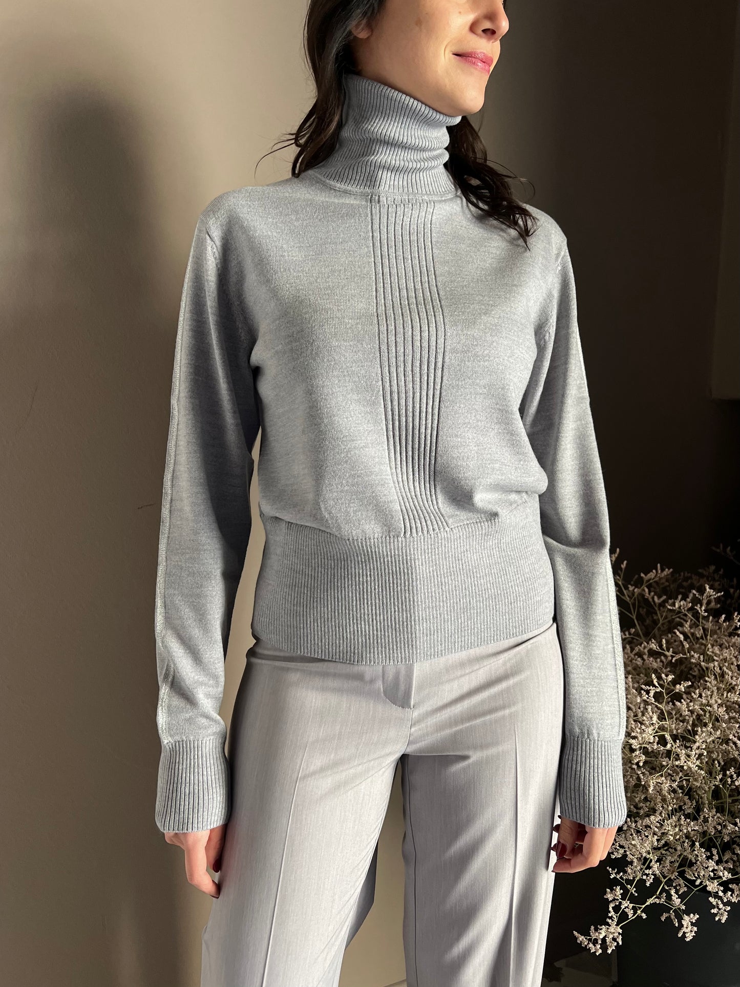 Maglia collo alto in 100% lana Mistery Grey