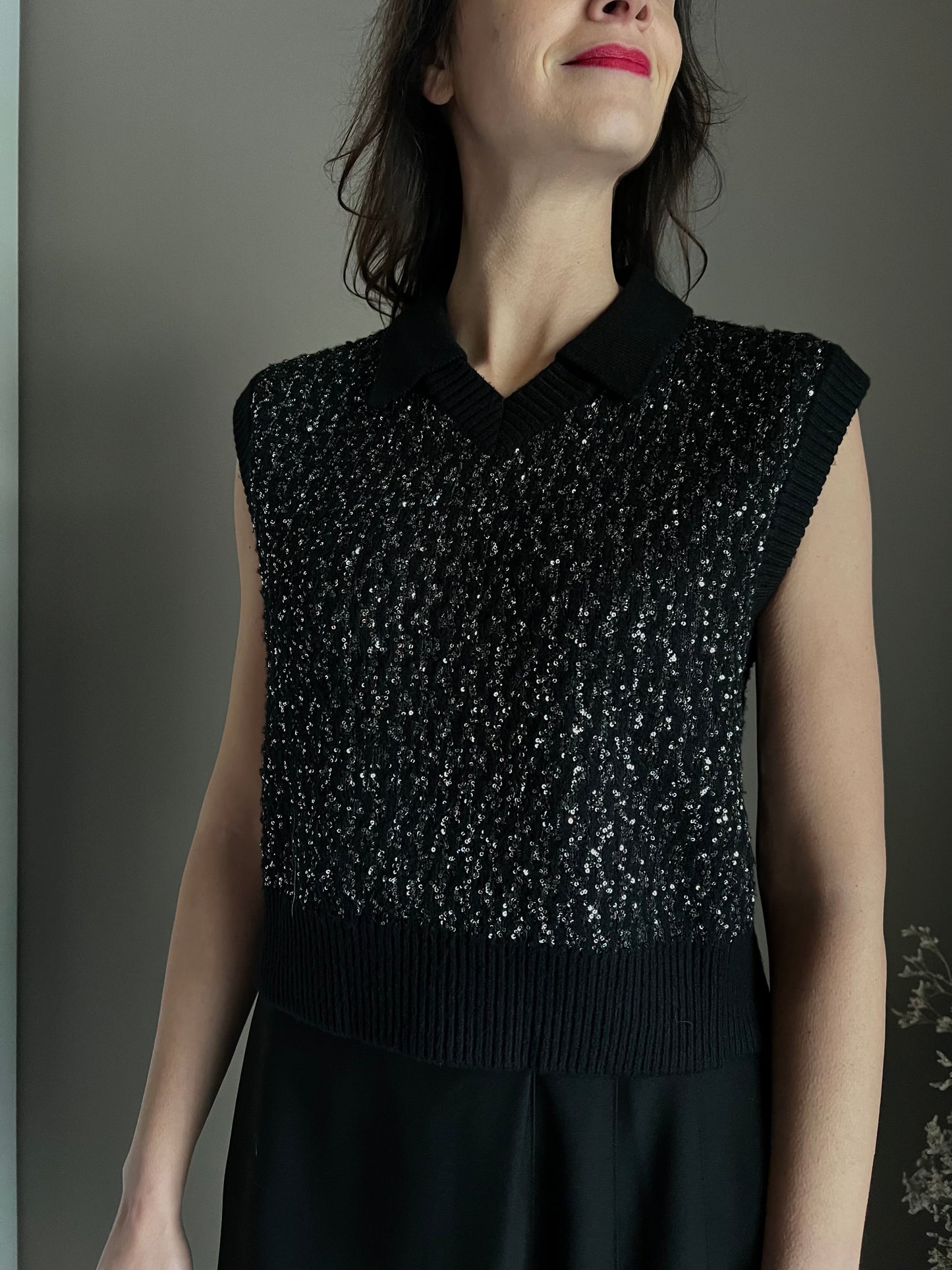 Gilet in maglia con paillettes