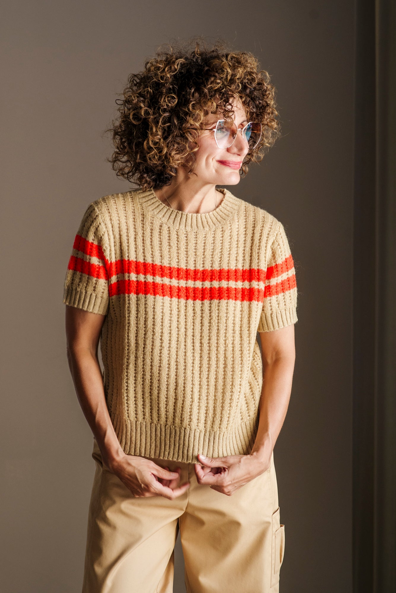 Maglia a coste beige Orange