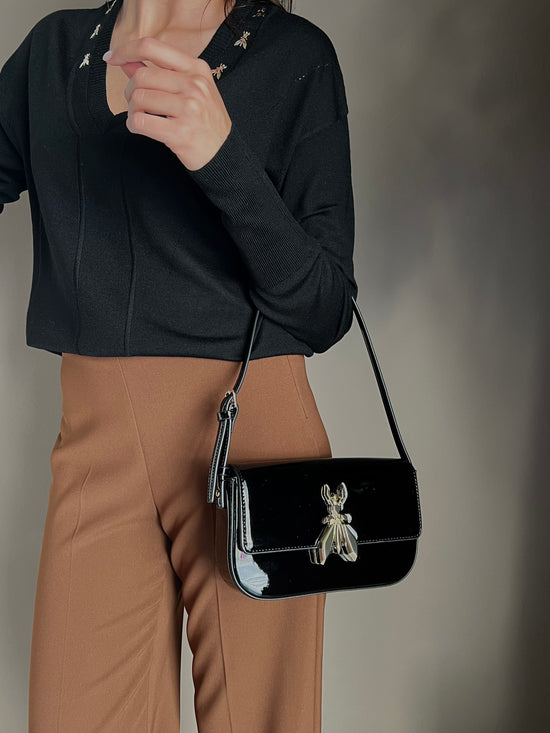 Borsa a spalla Fly in vernice nera