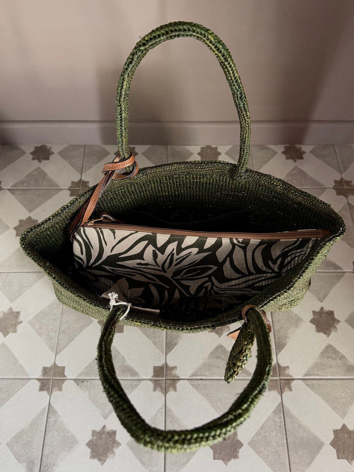 Borsa in rafia Alma Oliva