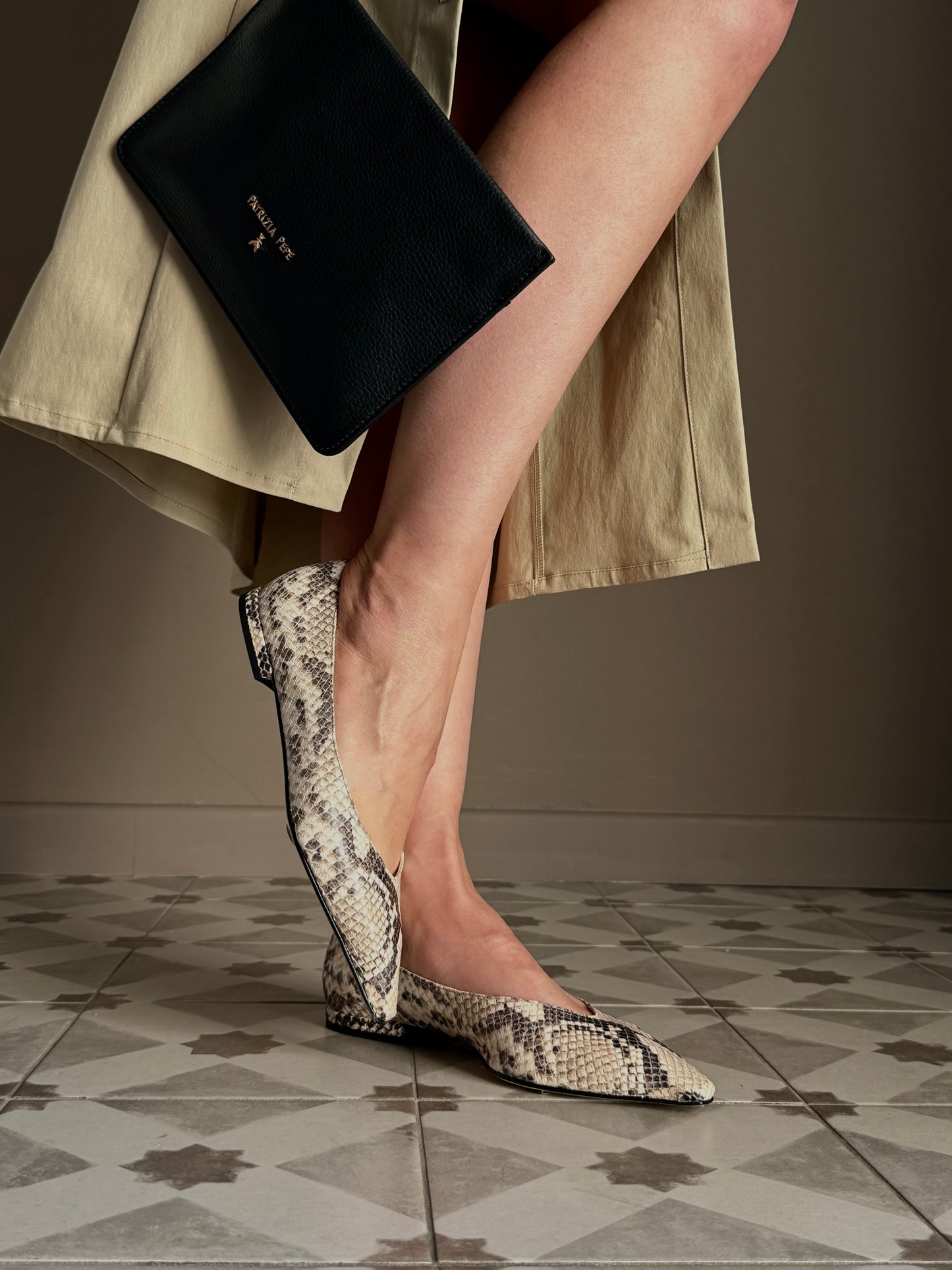 Ballerina flat in pelle stampa pitone