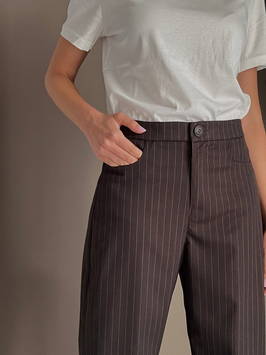 Pantalone maschile gessato fondente