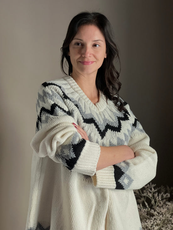 Cardigan in lana con lavorazione nordica