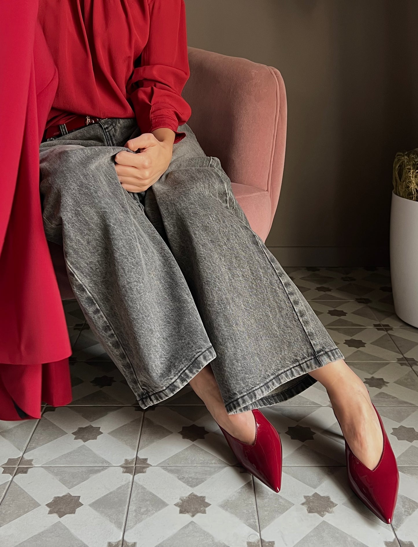 Slingback in vernice glossy Red
