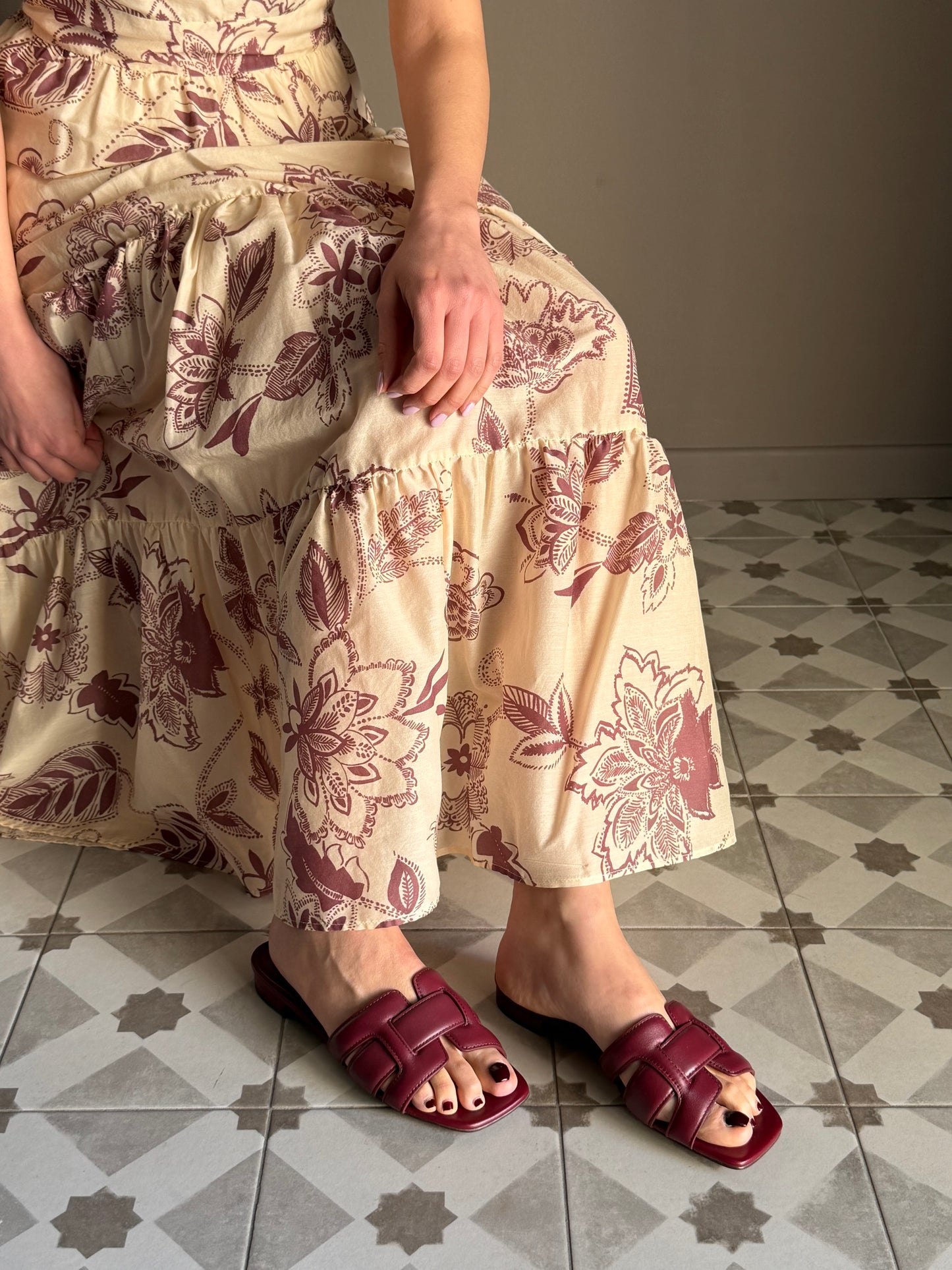 Ciabattina in pelle burgundi
