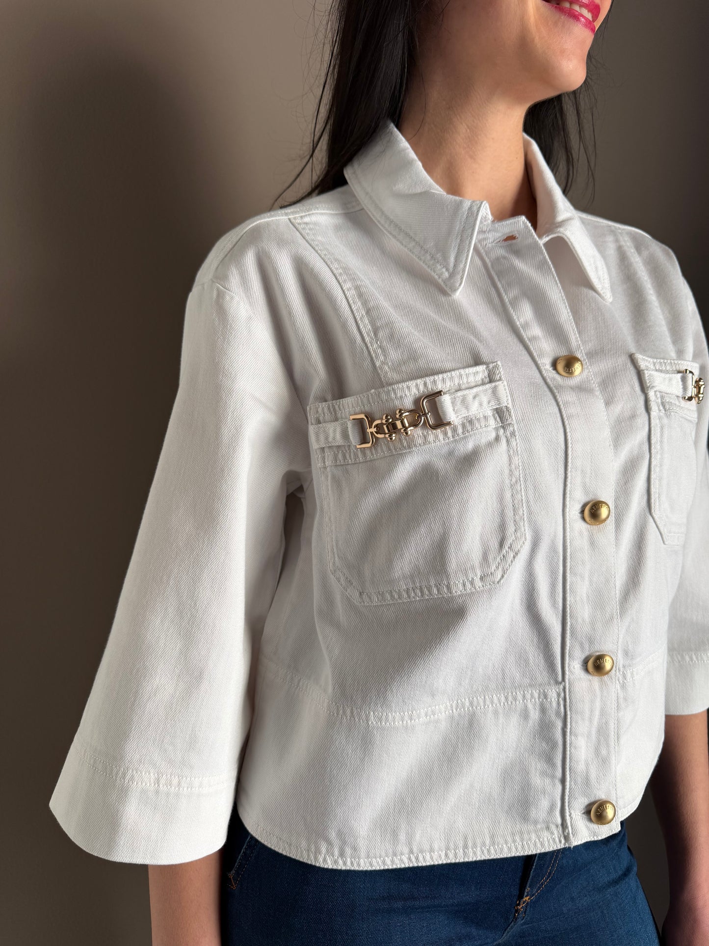 Giacca in denim con dettagli gold