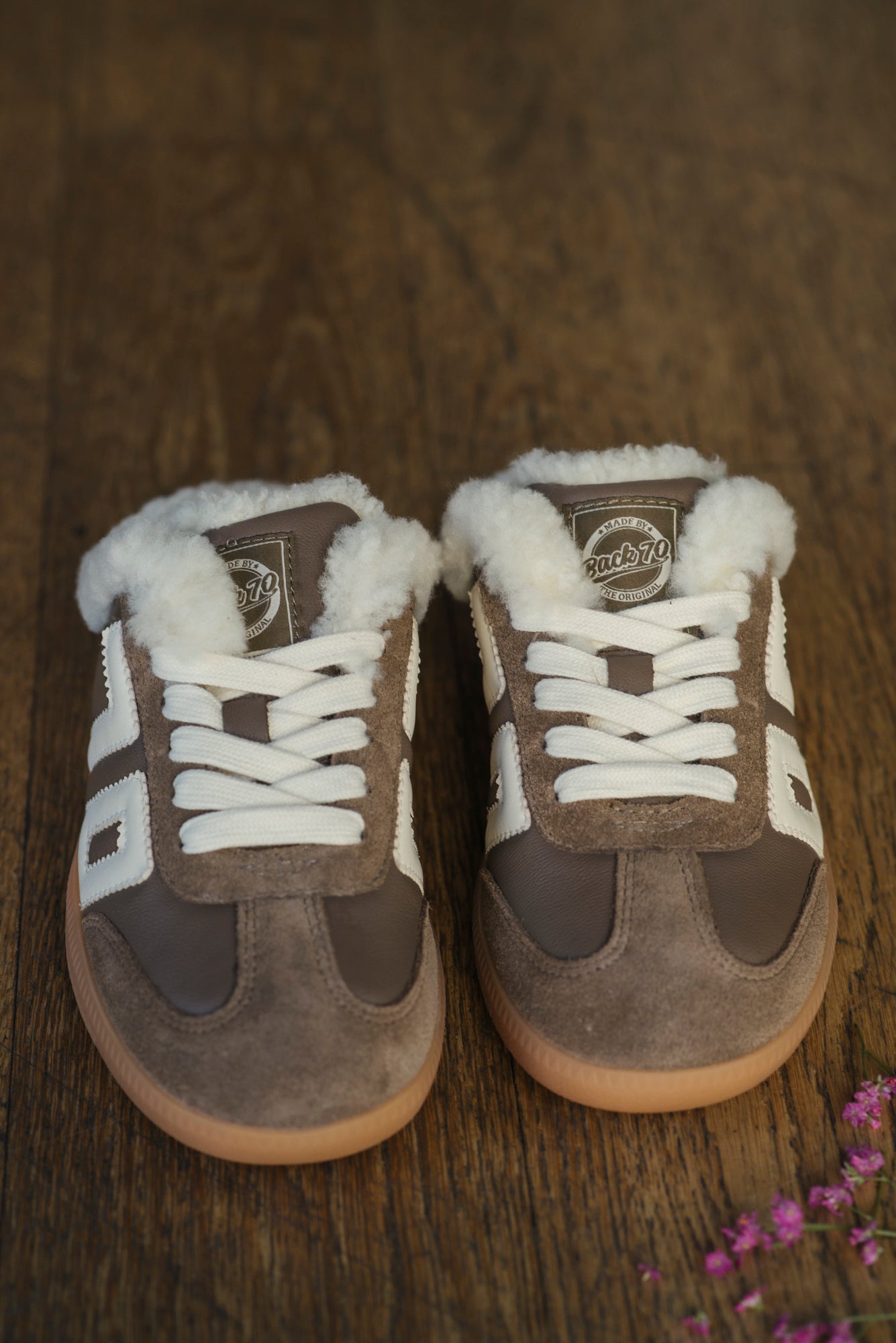 Sneakers sabot in pelle con ecopelliccia