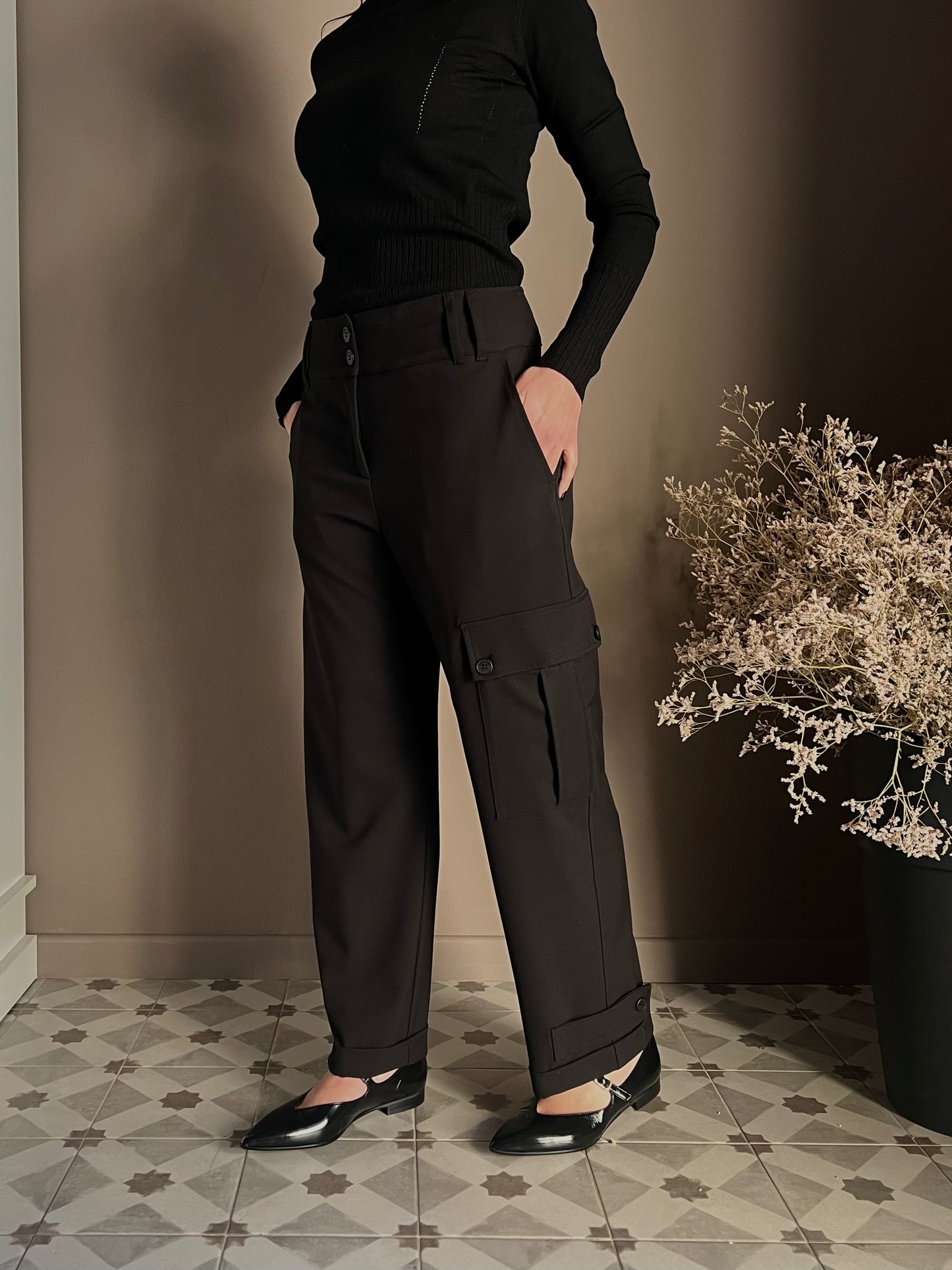 Pantalone cargo nero Alessia Santi