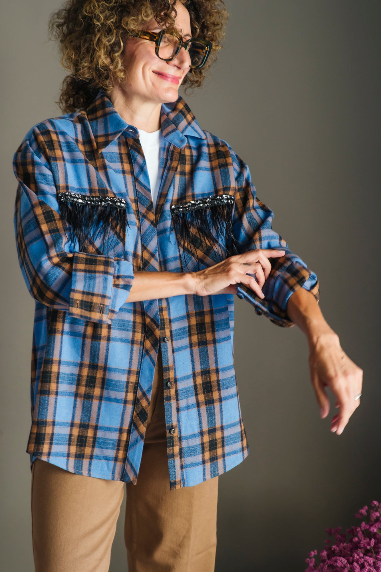 Camicia tartan over con dettagli