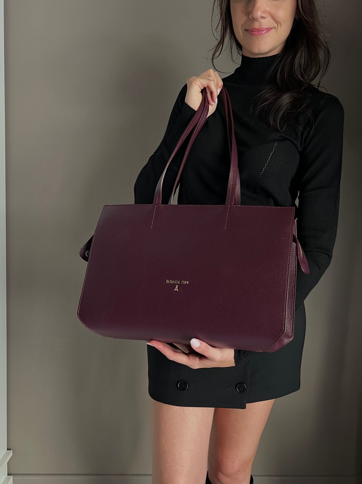 Borsa shopping in pelle Purple Red