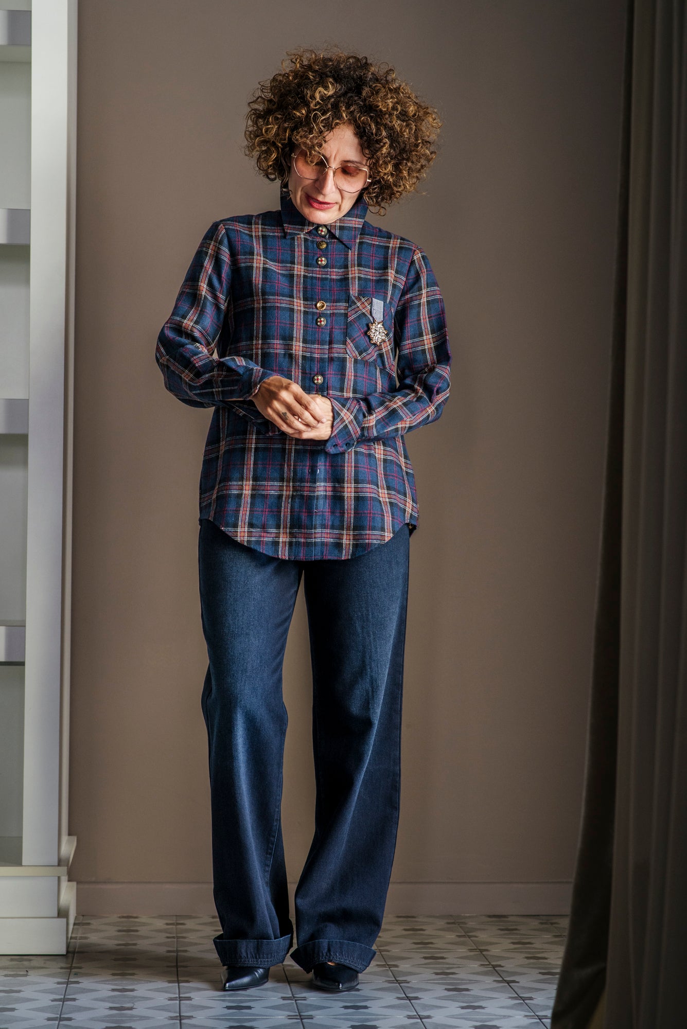 Camicia in flanella tartan blu