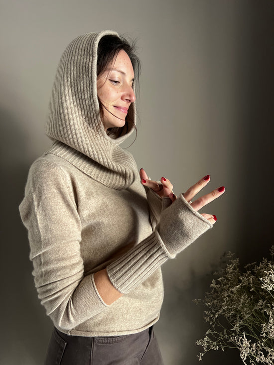 Cappuccio/Balaclava beige in cashmere