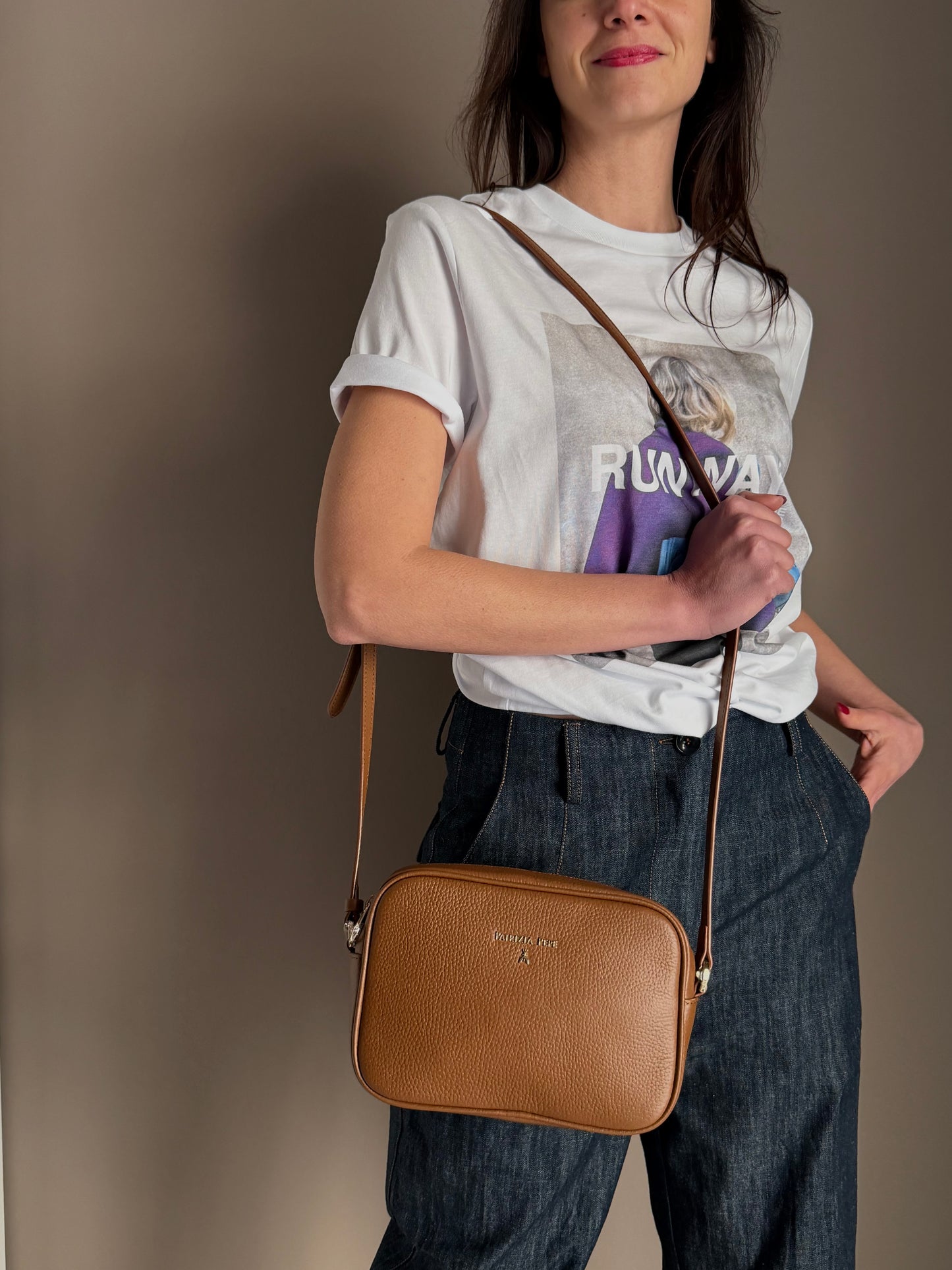 Borsa Tracolla in pelle martellata nera